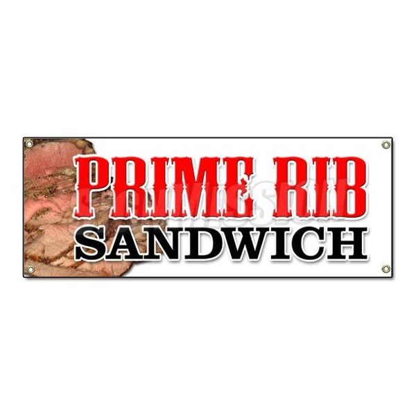 PRIME RIB SANDWICH BANNER SIGN usda roasted roast beef french dip